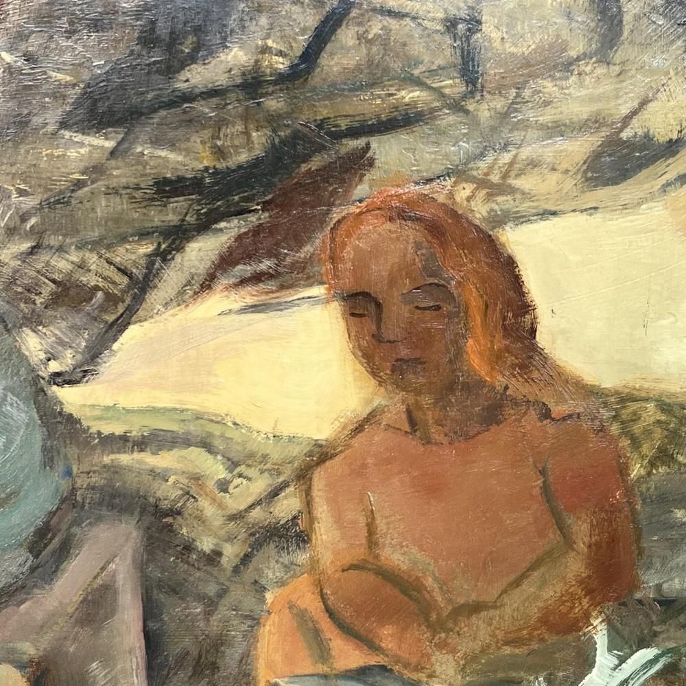 Flory Roland, Return From Fishing, Oil On Panel, 1945 photo vinterior