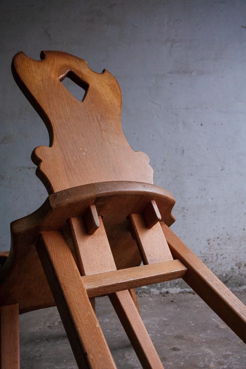 Furniture Brutalist Oak Wooden Chairs, Set Of 2 photo