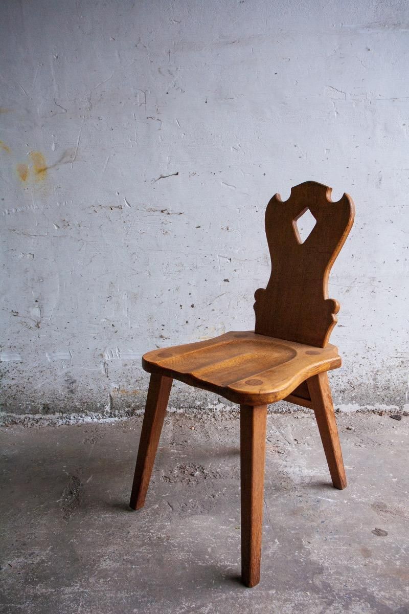 photo vinterior Brutalist Oak Wooden Chairs, Set Of 2