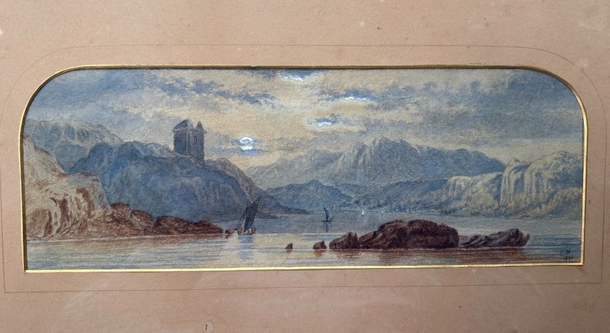 Pair Of Victorian Lake & Mountain Watercolours, Dated 1875 photo vinterior