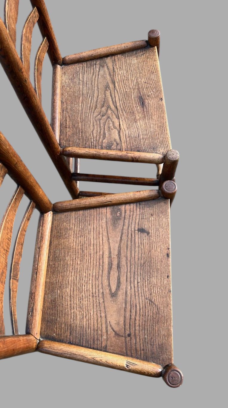 Pair Of Antique English Country Ladder Back Chairs (C.1890–1920) photo 165.0
