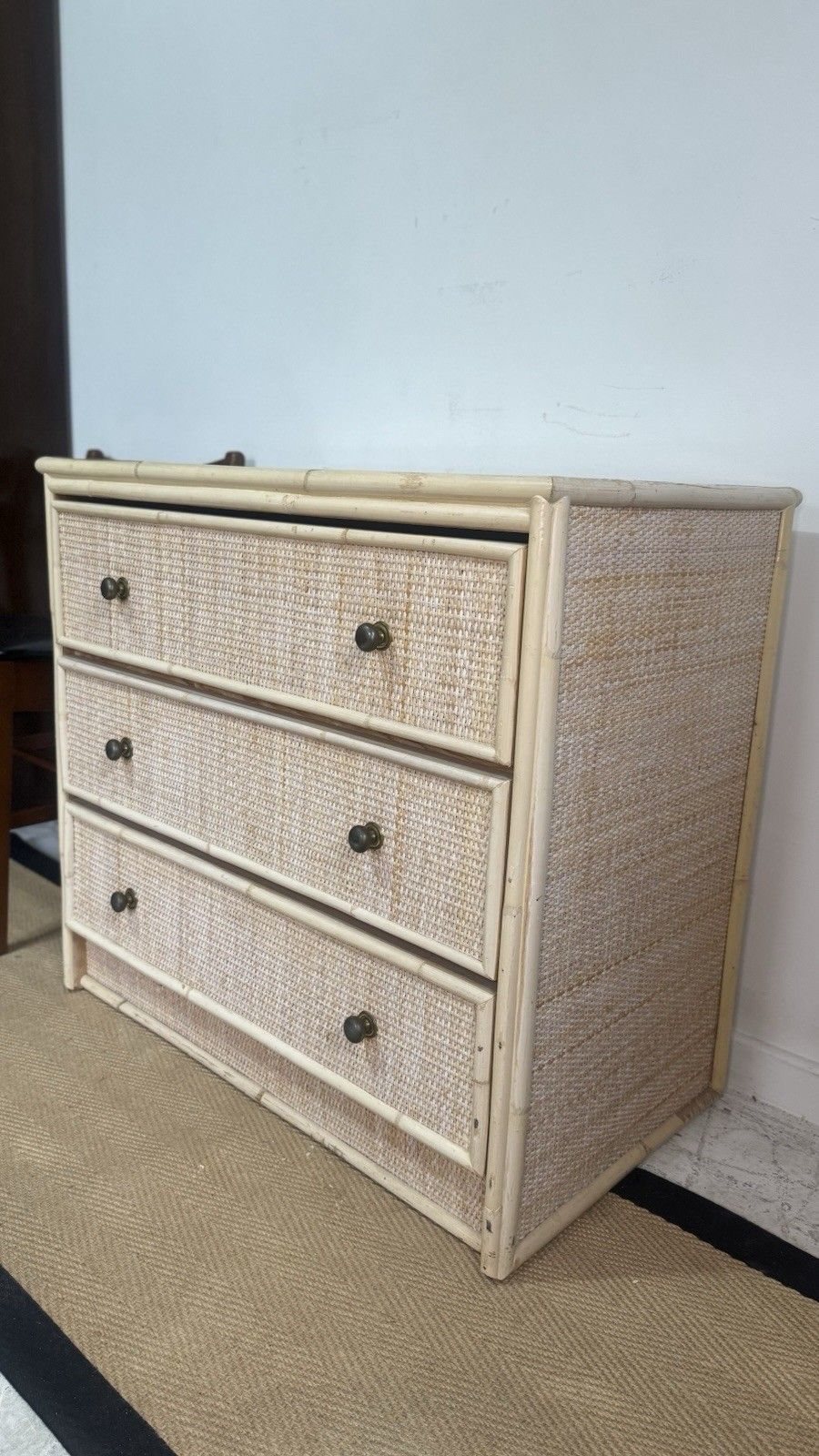 Mid Century Retro Vintage Chest Of Drawers Wicker photo furniture