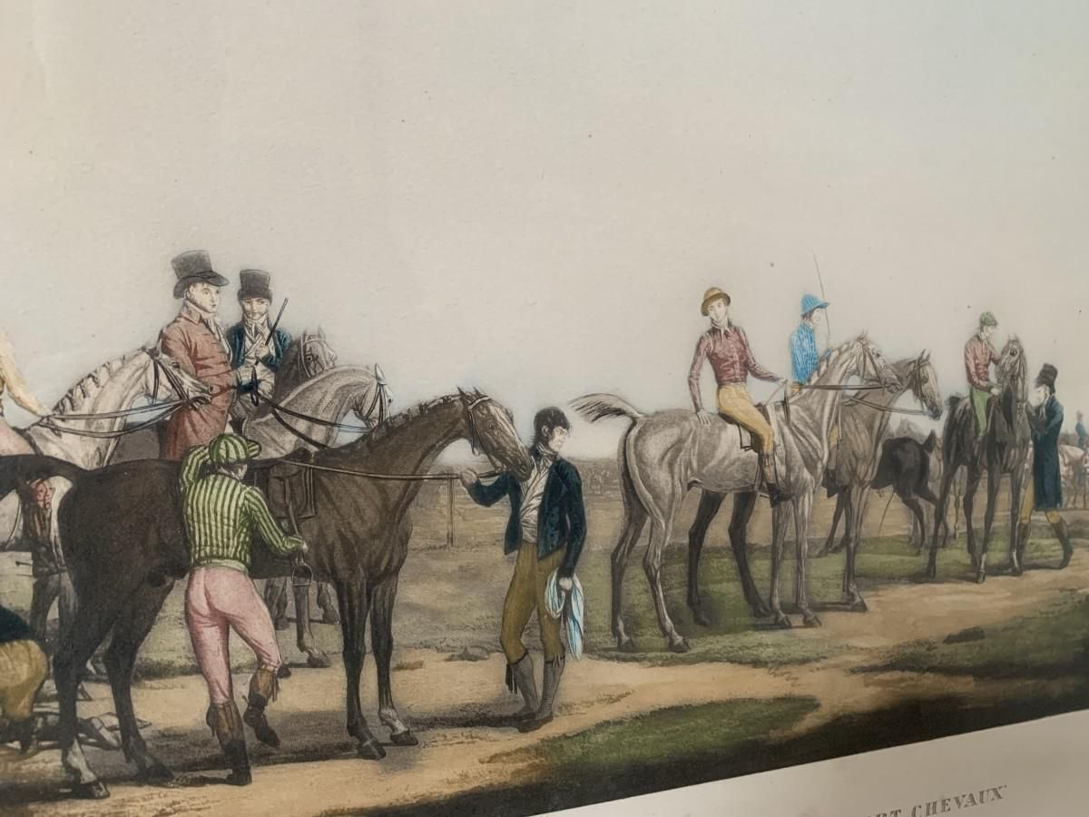 photo furniture Carle Vernet, Departure Of Seven Horses, Engraving, Late 1800s