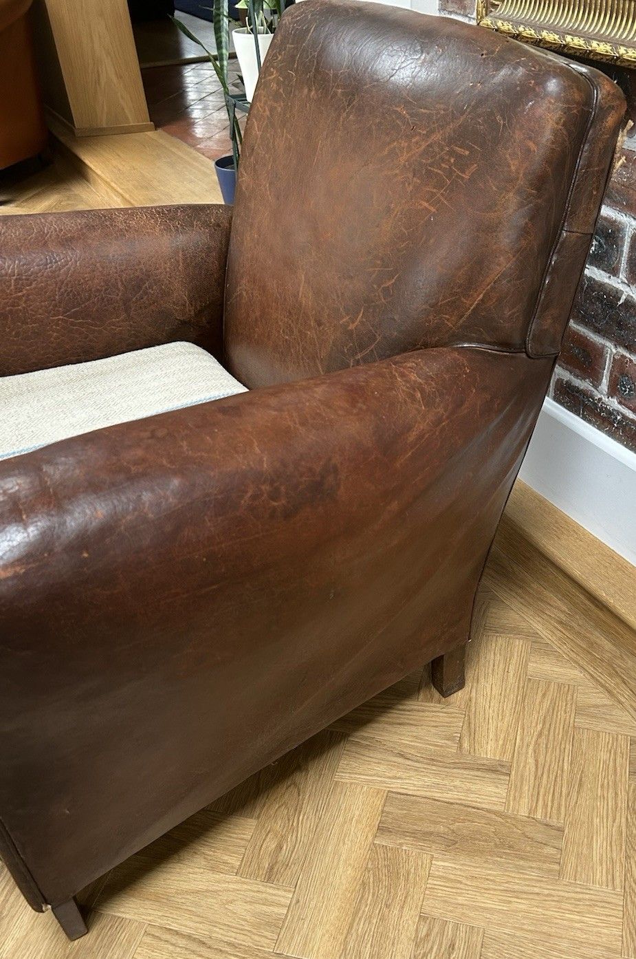 photo buy Antique 1930’s French  Leather Club Chair
