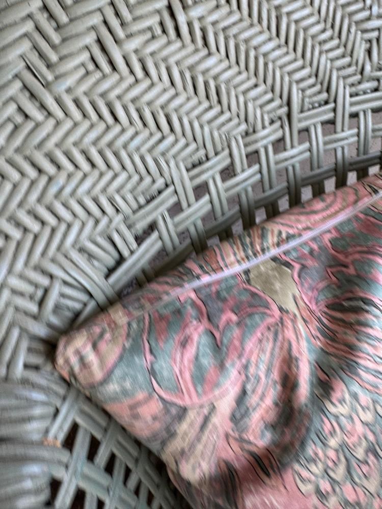 Vintage Wicker Lounge Chair With Pastel Cushions, 1980s photo vintage