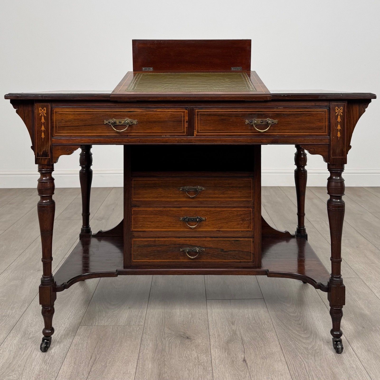Antique 19th Century Fine Quality Inlaid Desk In Rosewood photo furniture