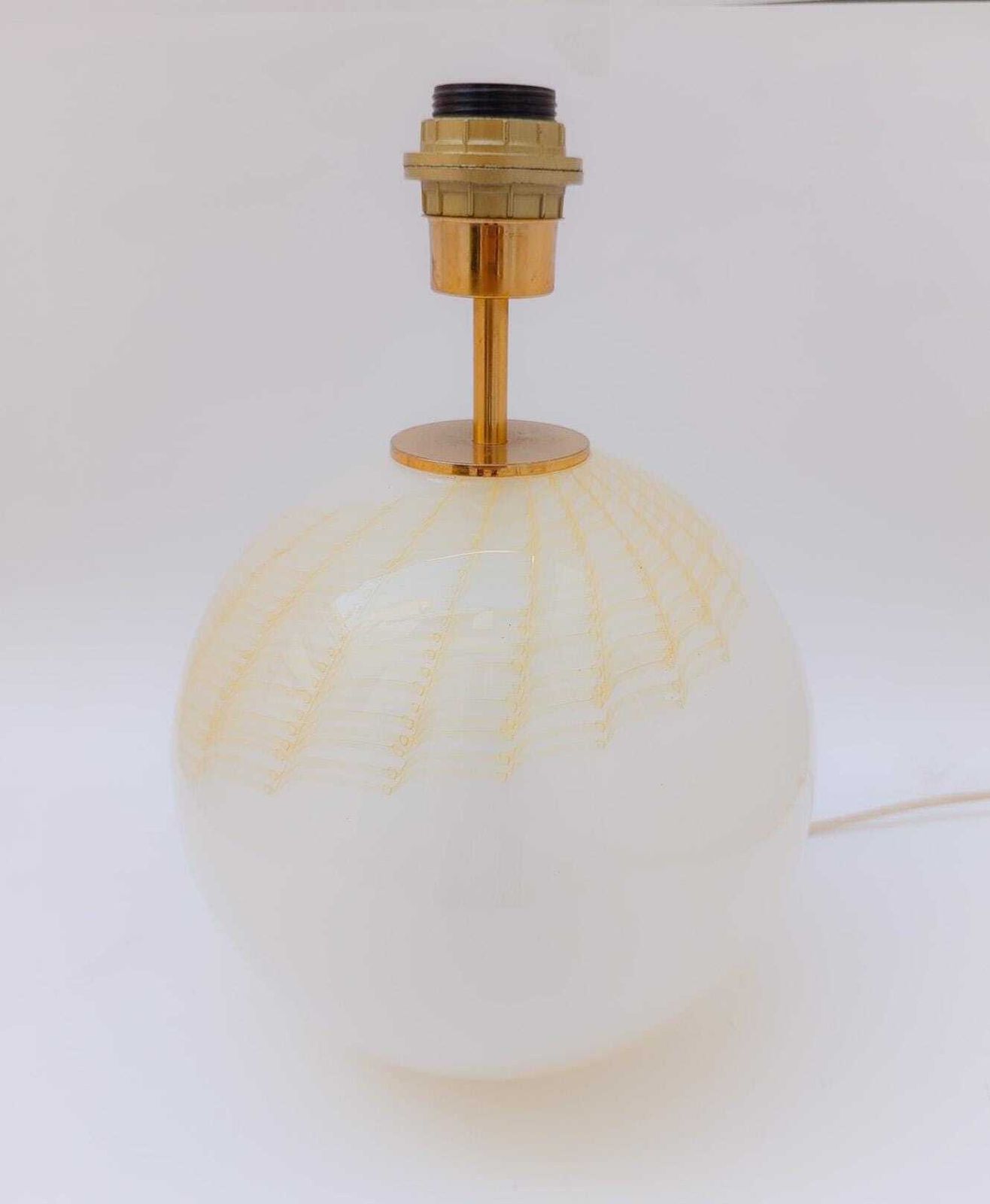 Lampada Da Tavolo La Murrina Sfera In Vetro Beige Giallo Oro Vintage Italian Design