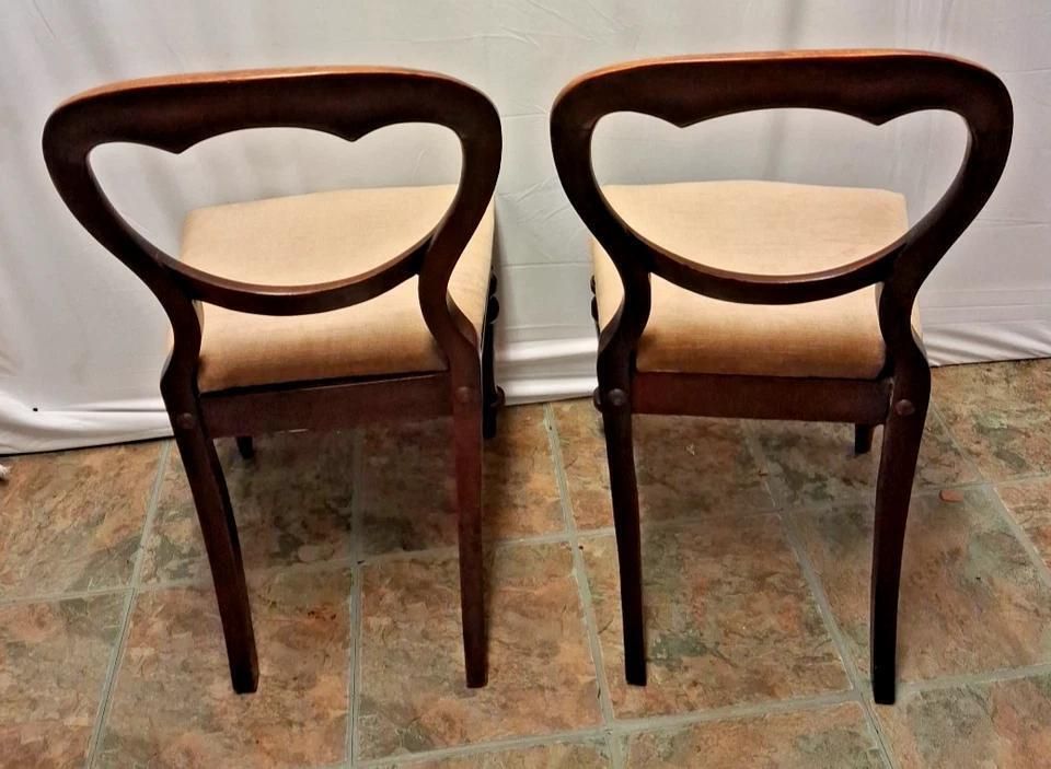 Pair Of Antique Victorian Mahogany Quality Balloon Back Side Chairs photo buy