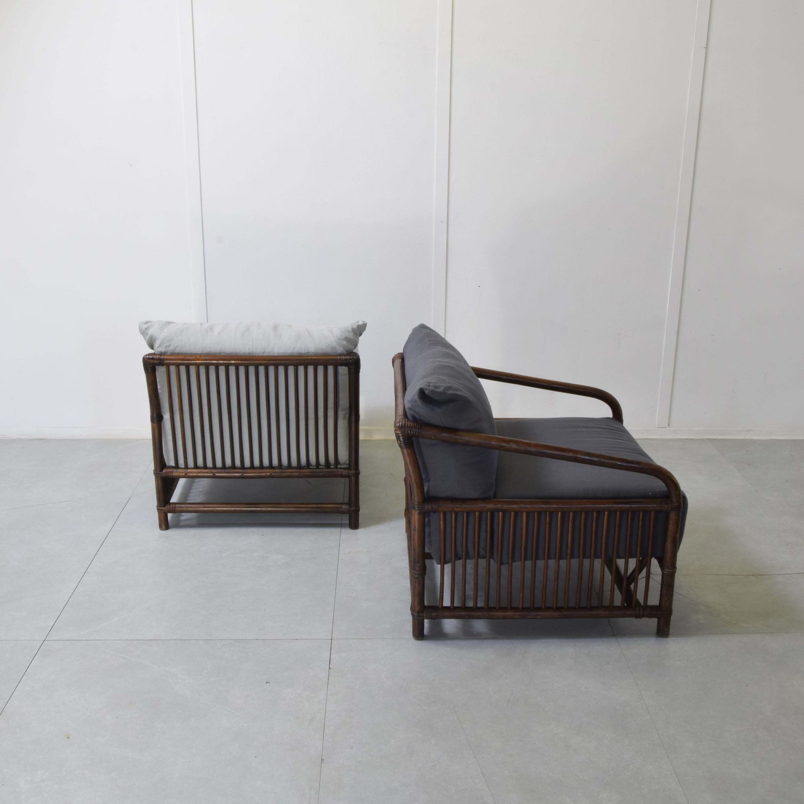 Vivai Del Sud Bamboo Rattan Armchairs 1960s. photo vintage