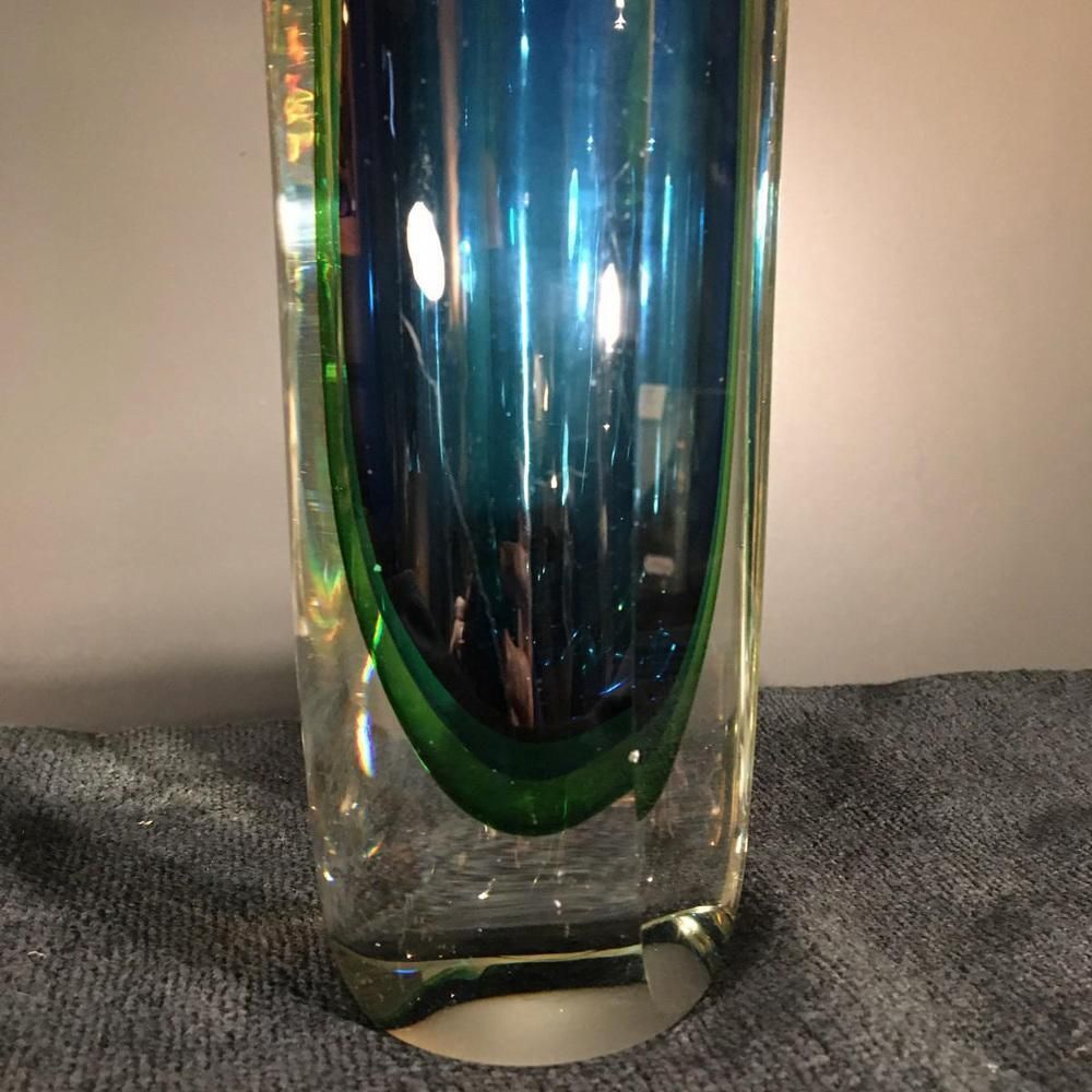 Blauw En Groen Sommerso Murano Glazen Vaas Van Flavio Poli Voor Murano, Ca. Jaren 1960 photo for sale