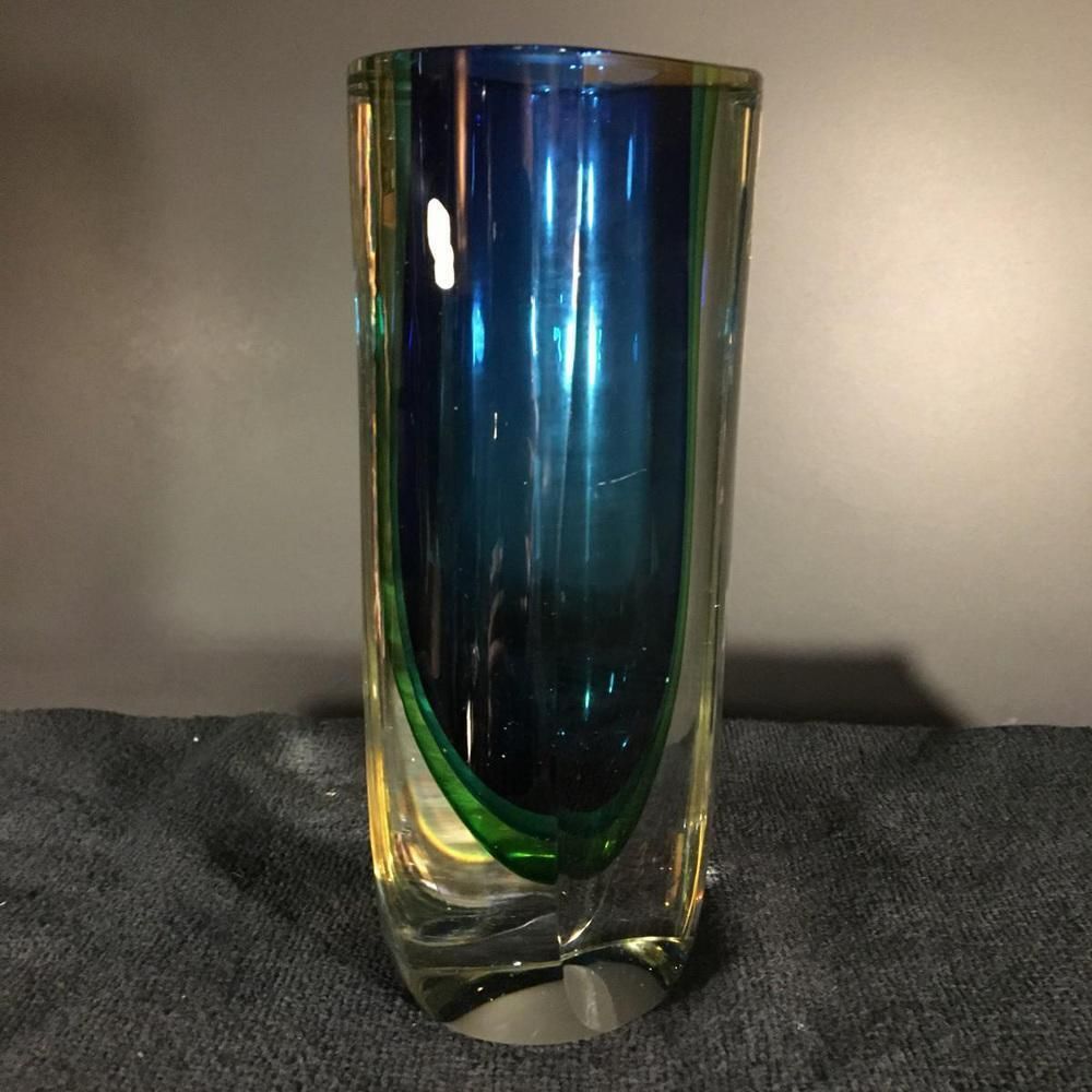 Blauw En Groen Sommerso Murano Glazen Vaas Van Flavio Poli Voor Murano, Ca. Jaren 1960 photo vinterior