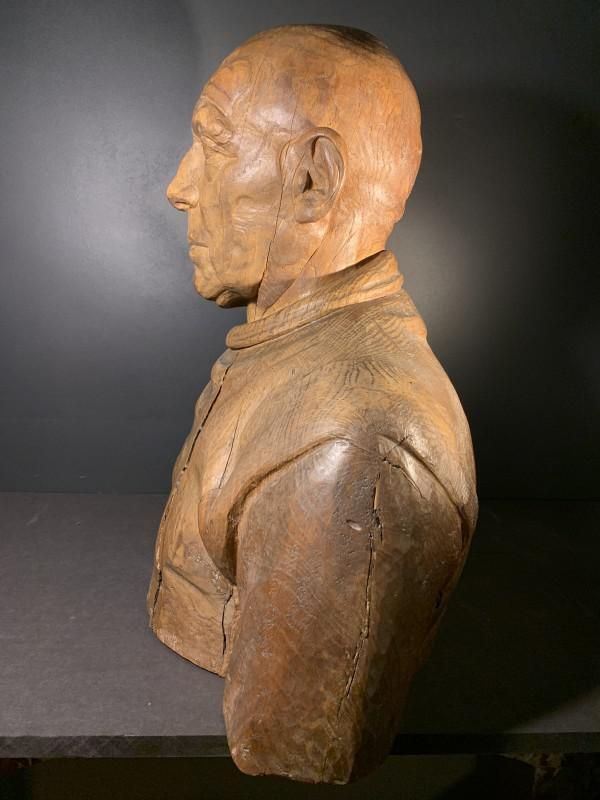 Frans Claessens, Life Size Bust Of Pablo Picasso, Carved Wood, 1930s photo vinterior