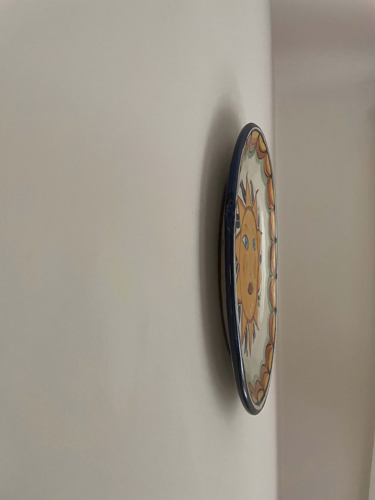 Vintage Hand Painted Mexican Wall Plate Of Sun photo vintage