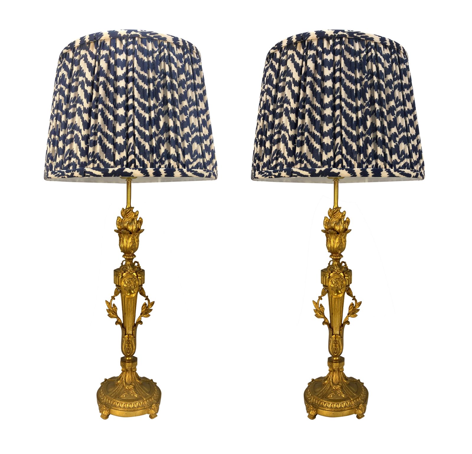 A Pair Of Louis XVI Style Ornately Designed Candlestick Lamps
