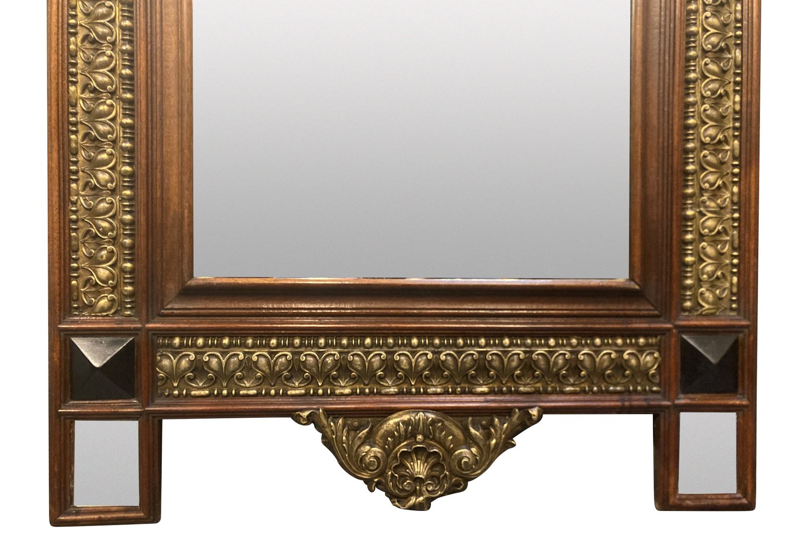 A XIX Century Flemish Mirror With Fine Repousse Brass photo for sale