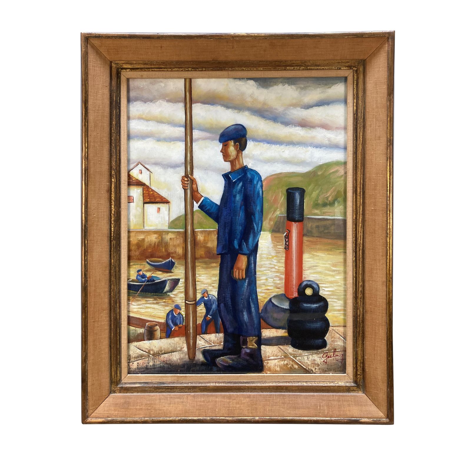 A French Framed And Glazed Oil On Panel Of A Young Breton Fisherman.