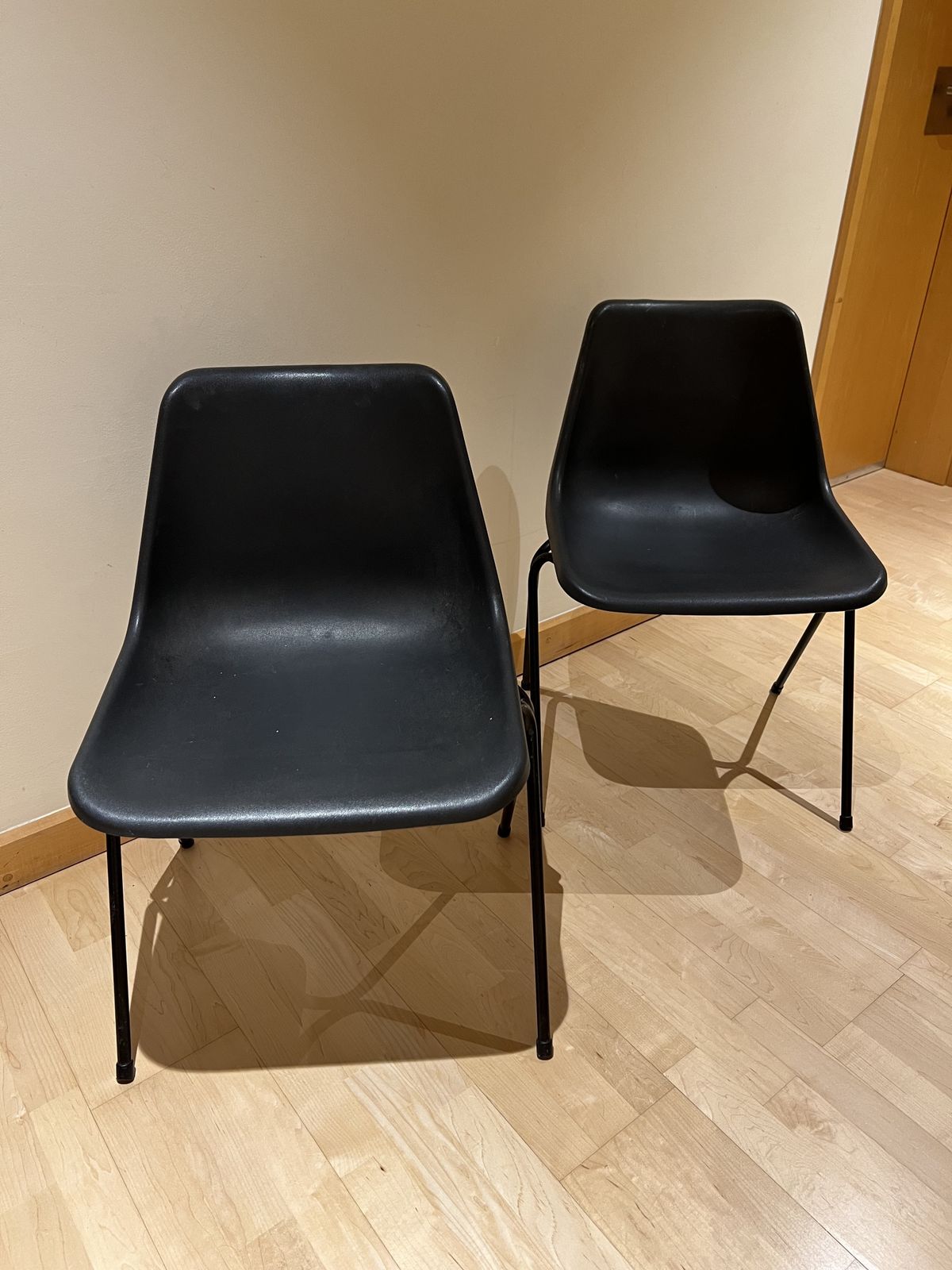 Pair Of Original Hille Robin Day Polyside Stacking Chairs (Black)