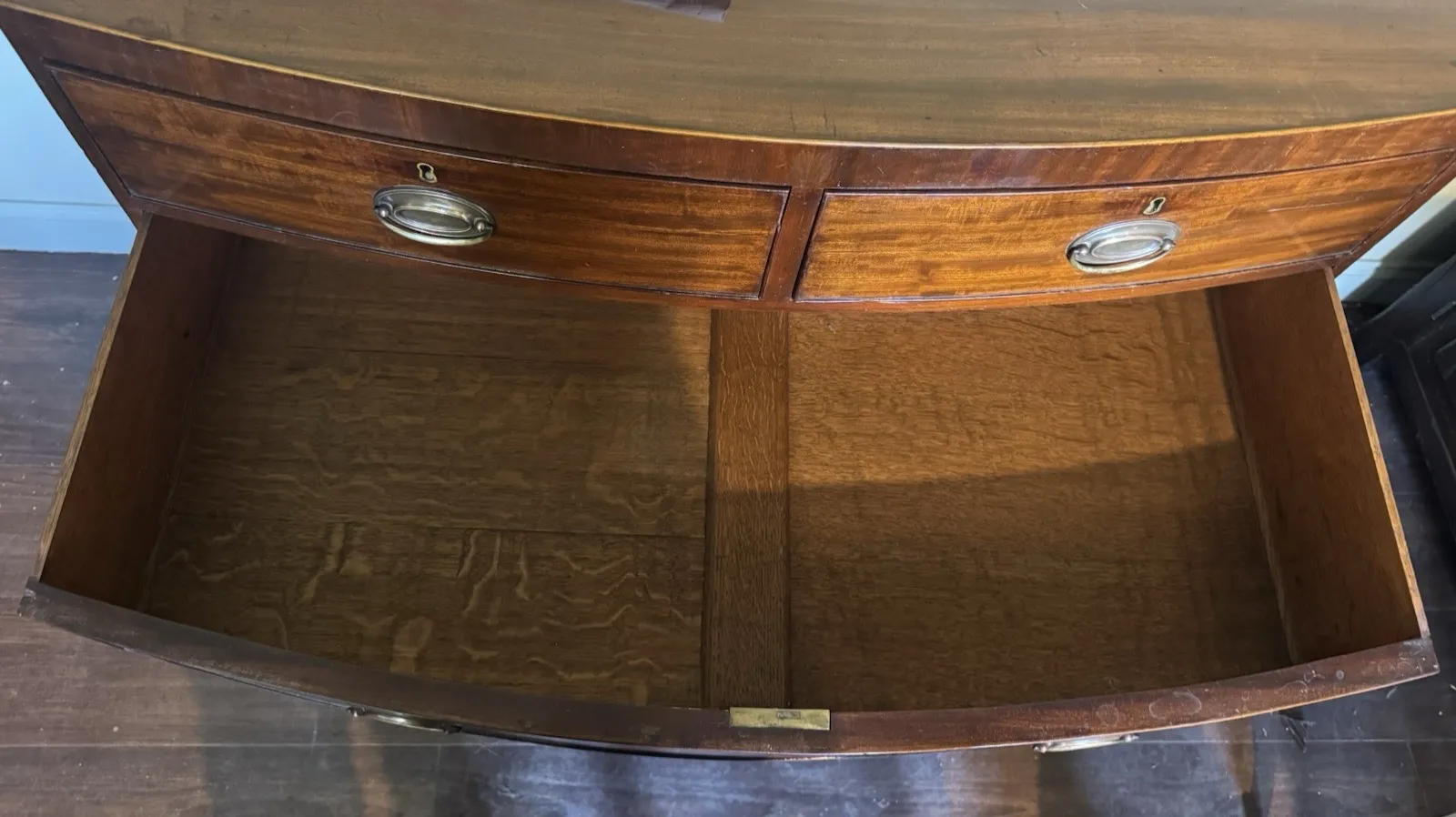 19th Century Mahogany Bow Fronted Chest Of Drawers photo vintage