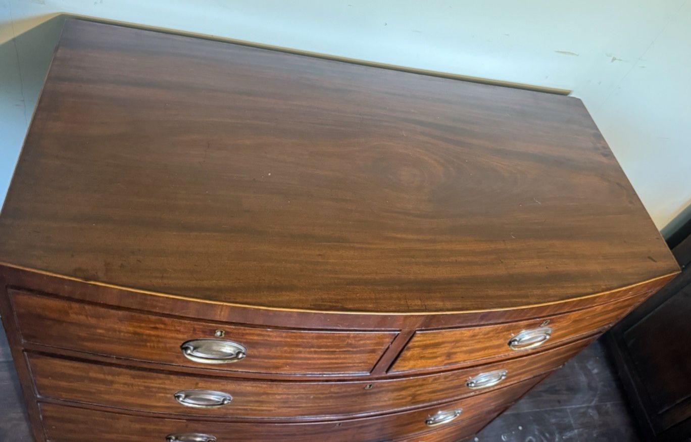 475.0 19th Century Mahogany Bow Fronted Chest Of Drawers photo