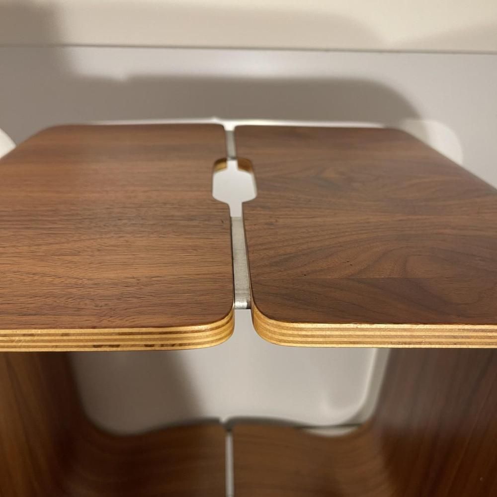 Scandinavische Krukken Of Bijzettafels Van Gebogen Multiplexhout, Palissander En Aluminium, In De Stijl Van Alvar Aalto, Ca. Jaren 1970, Set Van 2 photo 1328.0