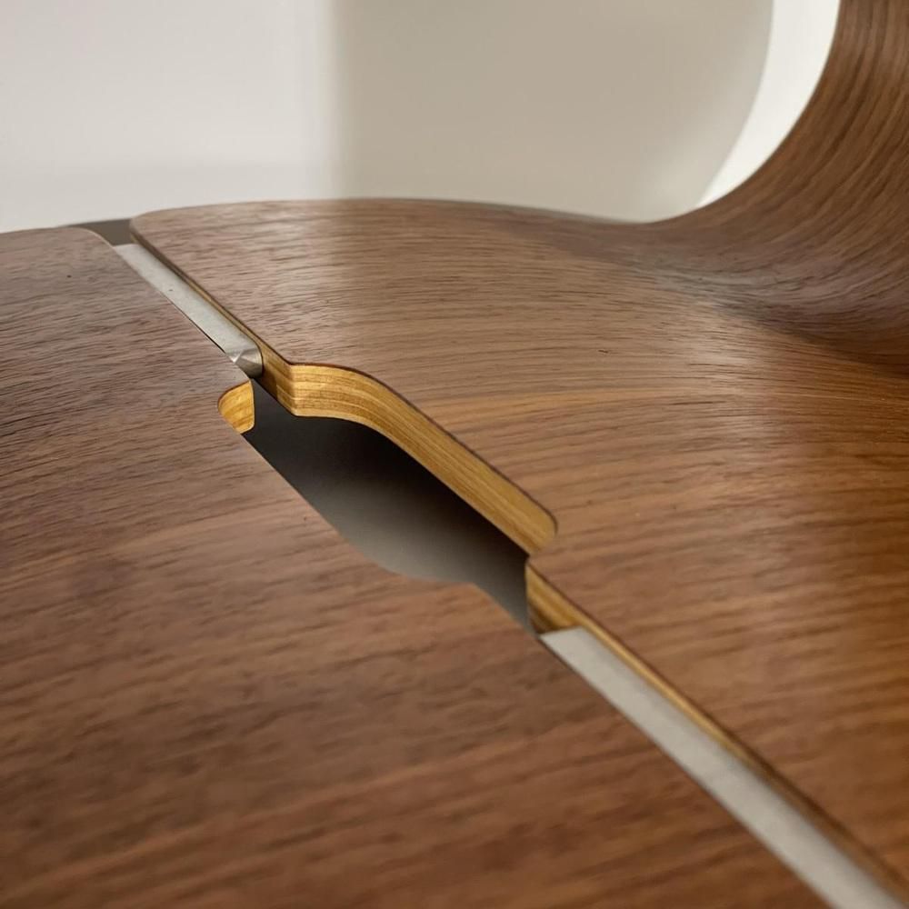 Scandinavian Stools Or Side Tables In Curved Multiplex Wood, Rosewood And Aluminum In The Style Of Alvar Aalto, 1970s, Set Of 2 photo vintage