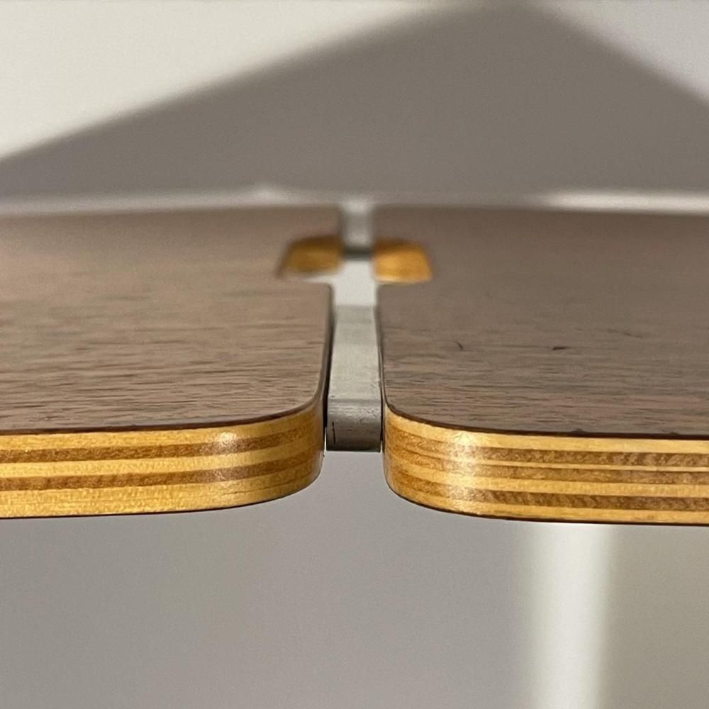 photo for sale Scandinavische Krukken Of Bijzettafels Van Gebogen Multiplexhout, Palissander En Aluminium, In De Stijl Van Alvar Aalto, Ca. Jaren 1970, Set Van 2