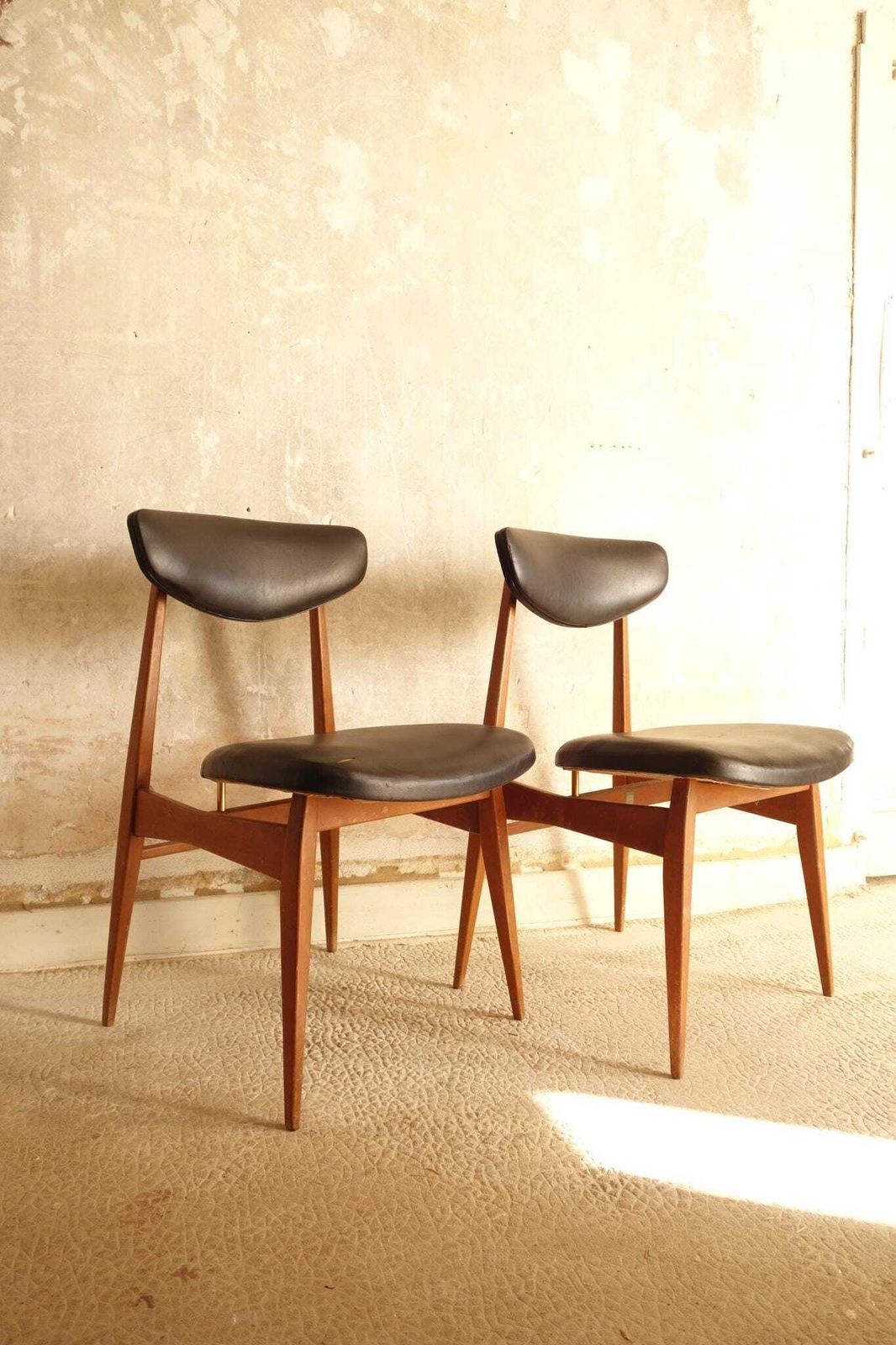 Pair Of Modernist Scandinavian Teak And Skai Chairs