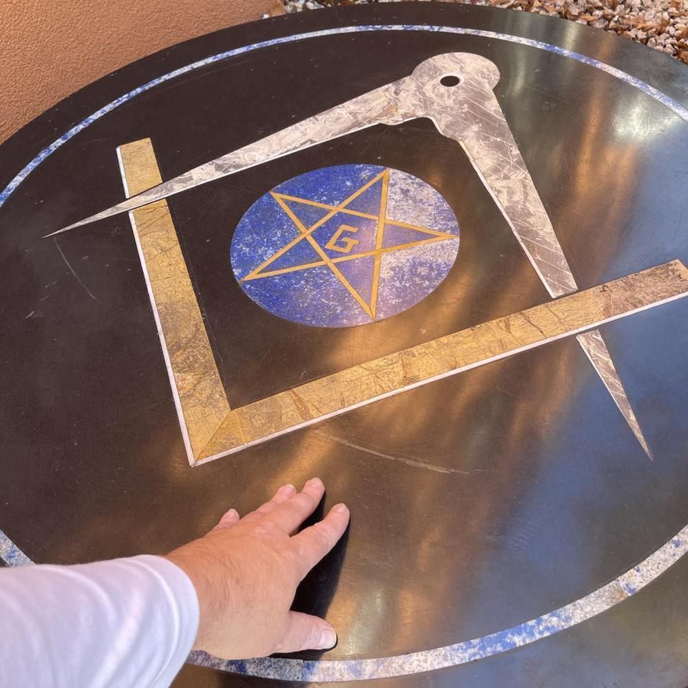 Large Table Top With Lapis Lazuli Marble Inlay, 1960s photo for sale
