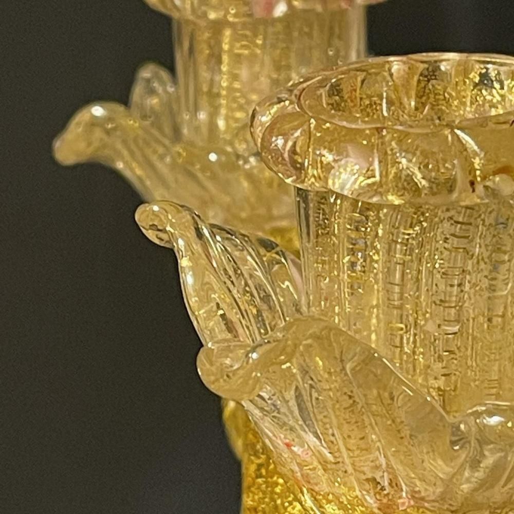 Murano Candleholder In Golden Glitter Glass By Ercole Barovier & Toso, 1950s photo furniture