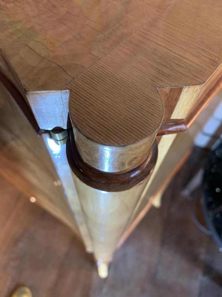 Art Deco Gebogen Kast In Wortelesdoorn En Mahonie Filet, Jaren 1930 photo Meubels
