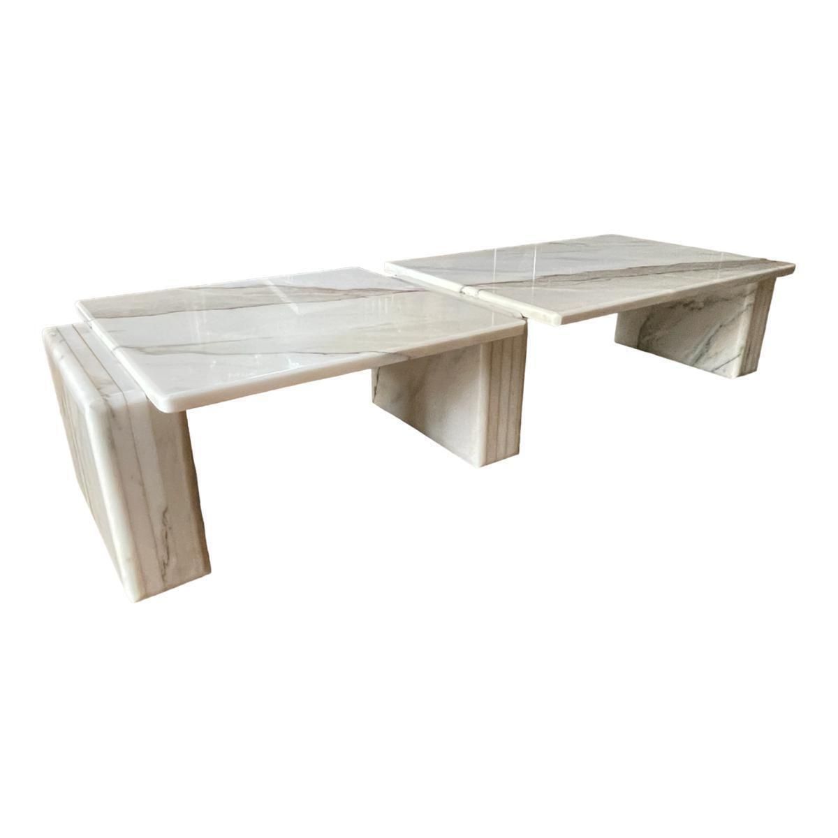 Italiaanse Modulaire Salontafels Van Carrara Marmer, In De Stijl Van Mario Bellini, Jaren 1970, Set Van 7 photo for sale
