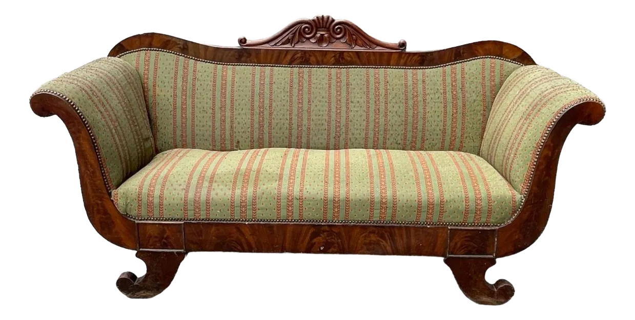 Antiek Gondelvormige Sofa In Charles X Stijl, 19e Eeuw