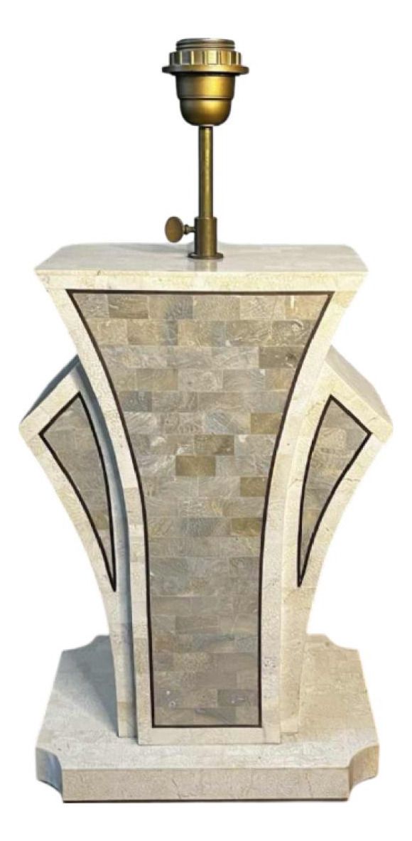 Hollywood Regency Lamp Base In Tessellated Stone & Brass Inlayby Maitland Smith, USA, 1970s