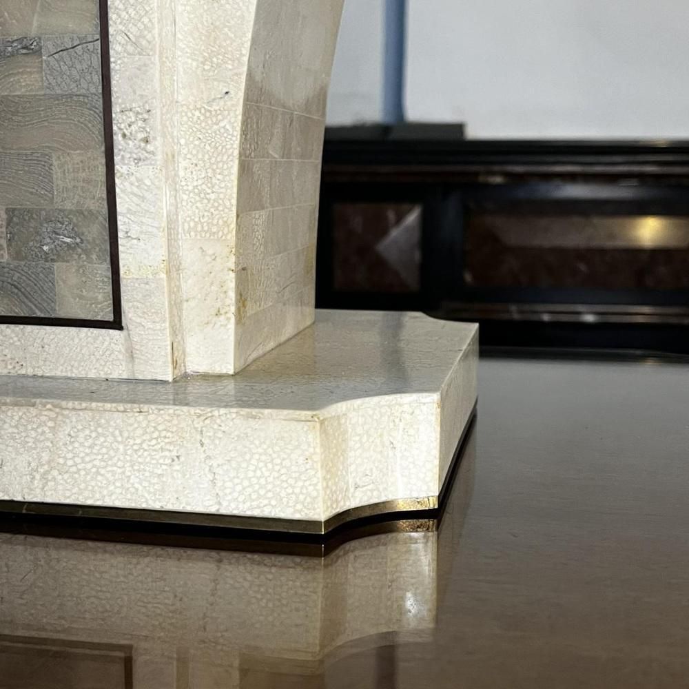 Hollywood Regency Lamp Base In Tessellated Stone & Brass Inlayby Maitland Smith, USA, 1970s photo Lighting