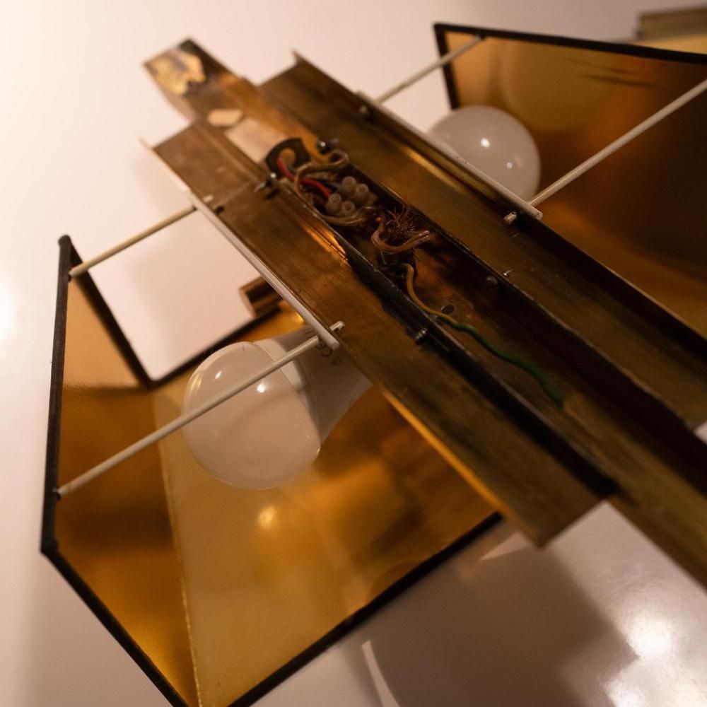 Verlichting Hollywood Regency Verguld Messing Wandlamp Door Maison Charles Voor Deknudt, Jaren 1970, Set Van 2 photo