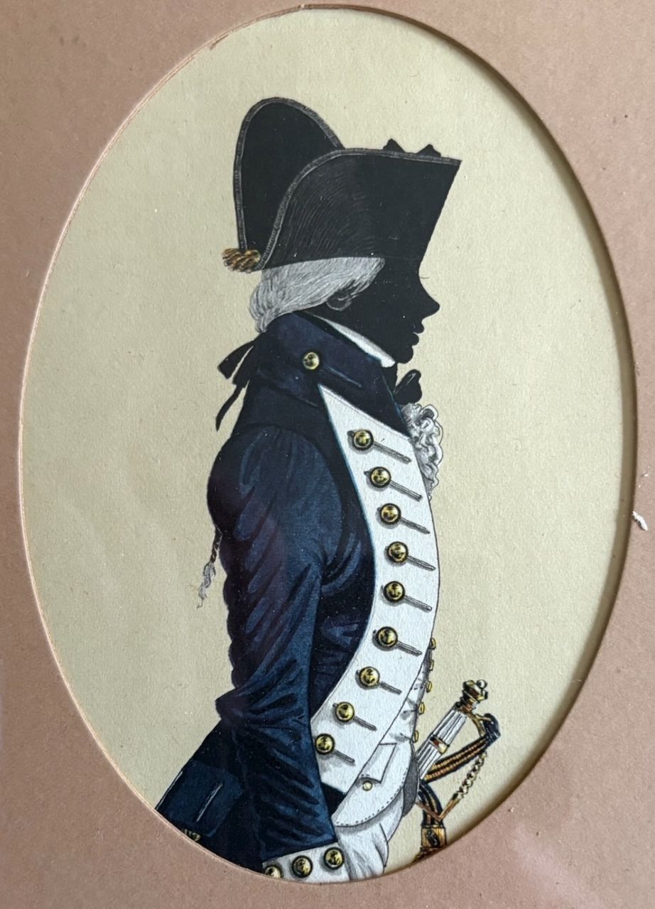 Pair Of Hand Coloured Napoleonic Officer Silhouettes, C.1890–1910 photo Art