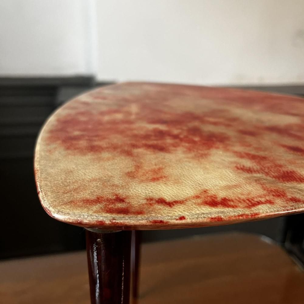 Coffee Table In Red Lacquered Goatskin Parchment From Aldo Tura, Italy, 1950s photo vinterior