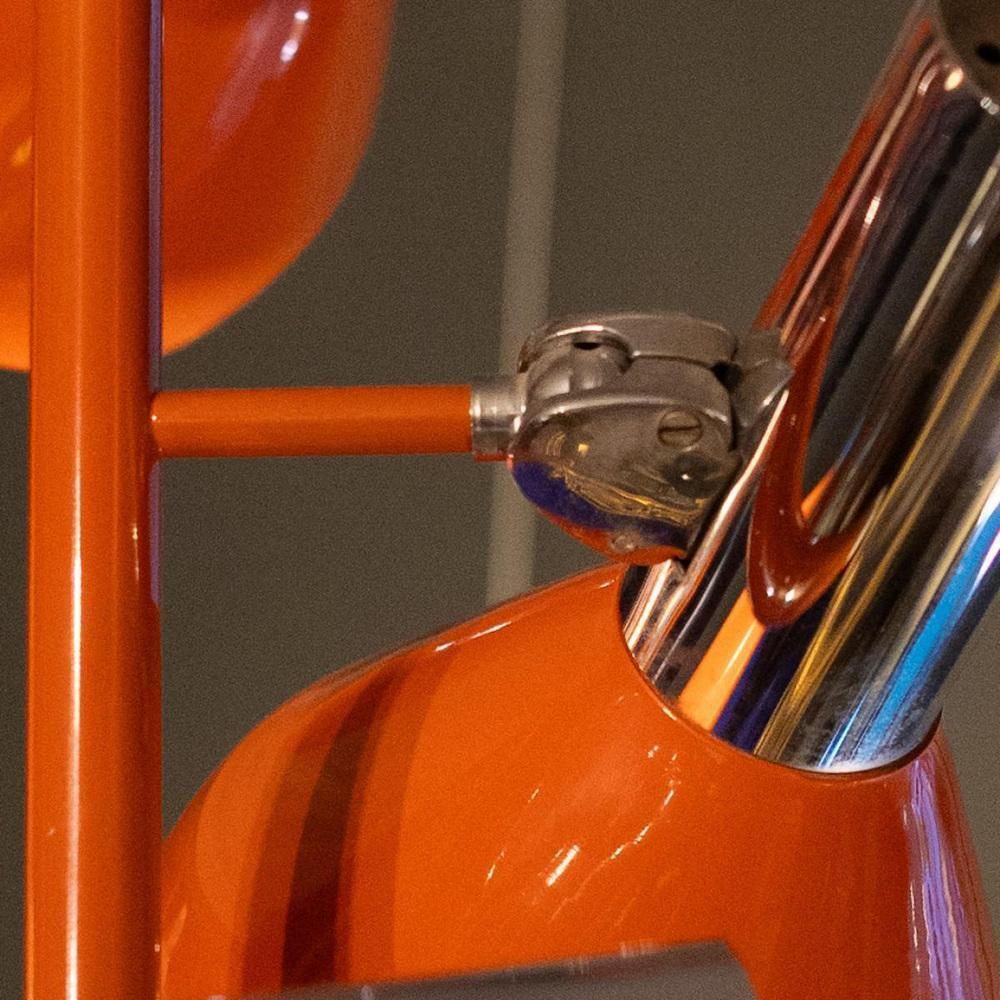 Vintage Space Age Verstelbare Hanglamp Met 4 Spots In Verchroomd Staal & Oranje Lak, Jaren 1970 photo furniture