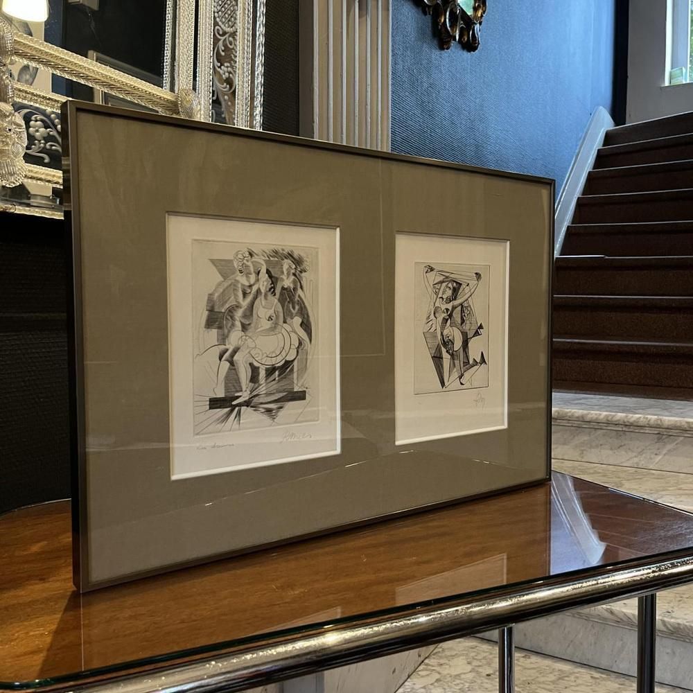 476.0 René Mels (Meulemans), Compositions, Etchings, 1945, Set Of 2 photo