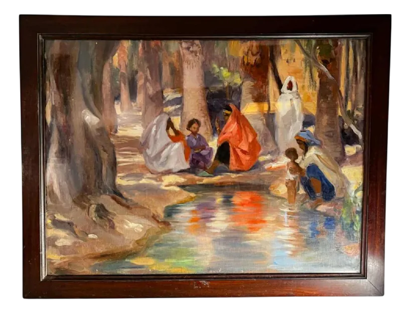 Charles Ernest Smets, Oasis Van Tinghir, Marokko, Jaren 1940, Olieverf Op Doek, Ingelijst
