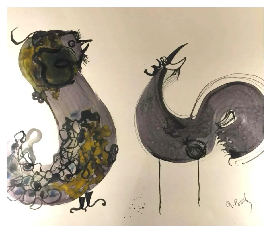 Anne Body, The Great Combat, Mixed Media On Paper, 1965