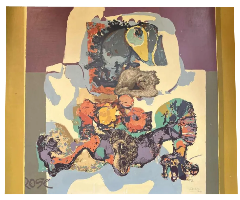 Bernard Desfrere, Cobra Movement Rose, Oil Screen Print, 1972