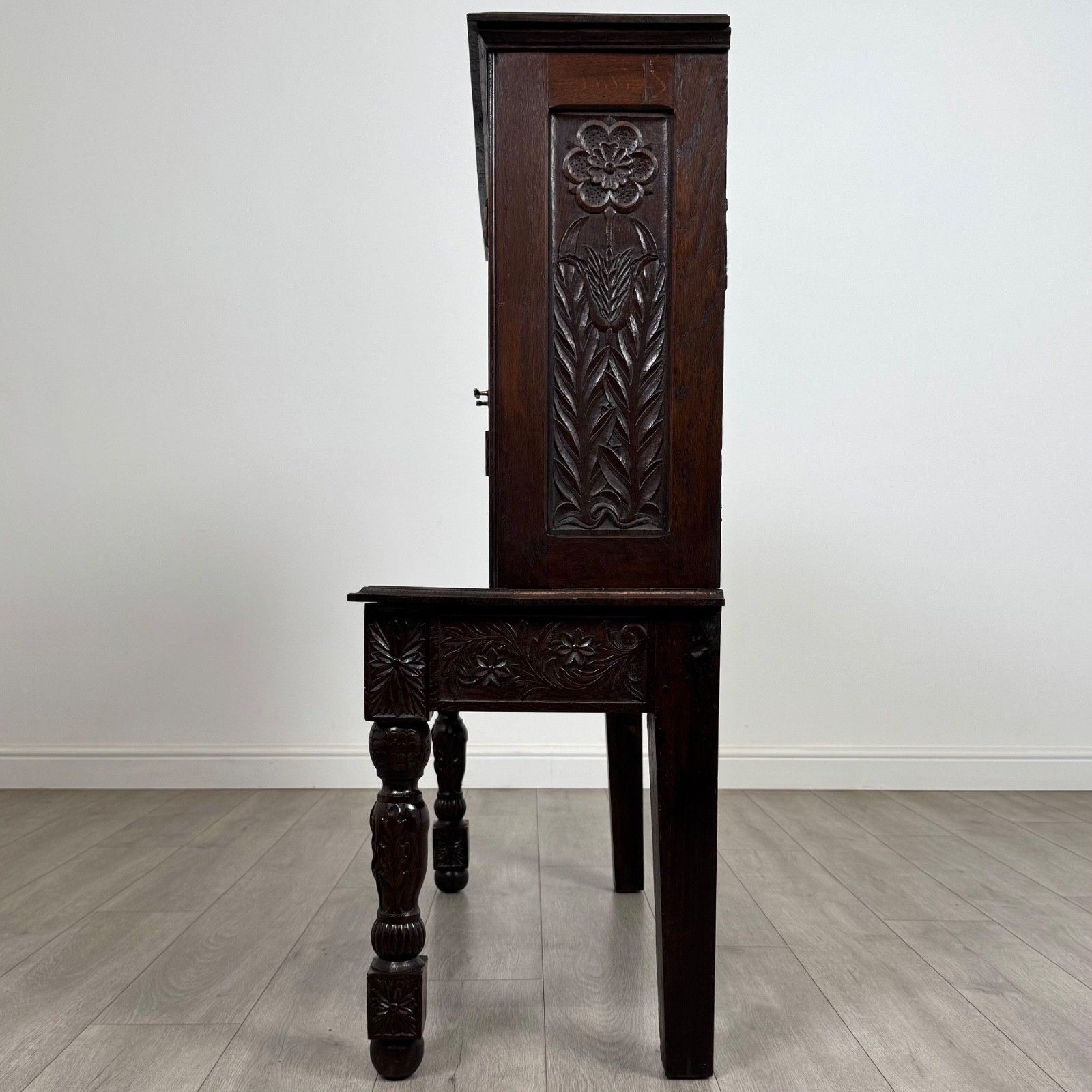 Antique 19th Century Unusually Small Carved Oak Cabinet photo Furniture