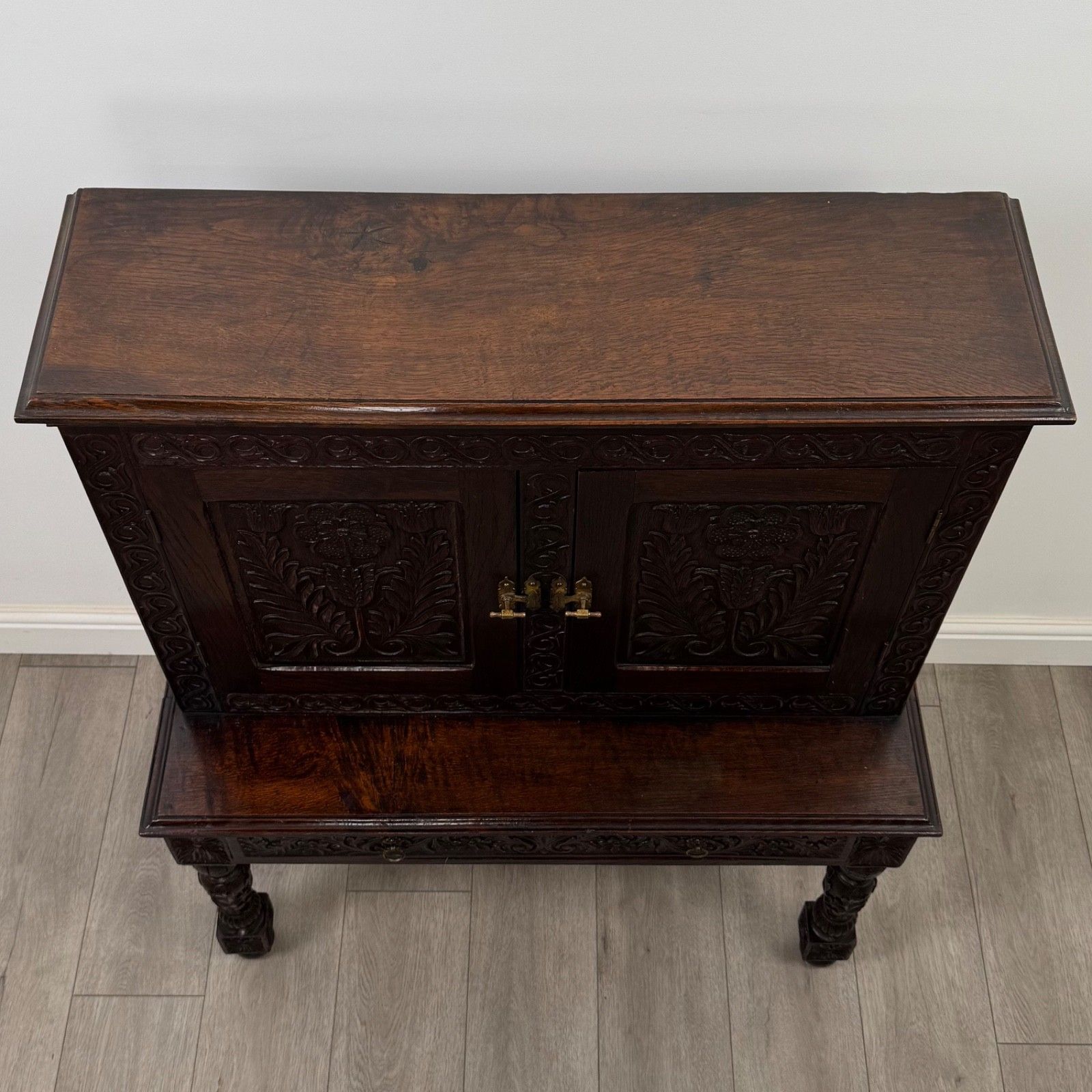 photo for sale Antique 19th Century Unusually Small Carved Oak Cabinet