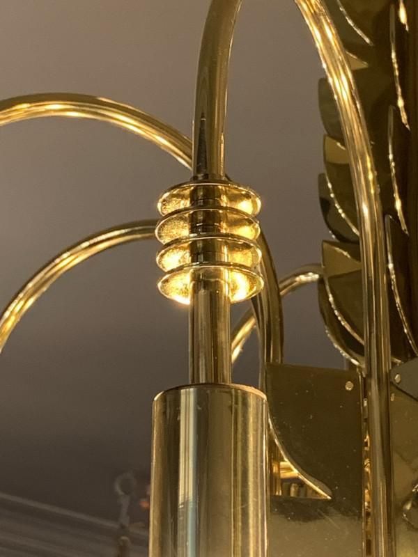 Art Deco Brass Glass Chandelier By Gio Ponti For Emilio Lancia / Fontana Arte, 1930s photo 16044.0