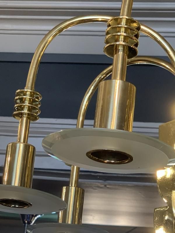 Art Deco Brass Glass Chandelier By Gio Ponti For Emilio Lancia / Fontana Arte, 1930s photo buy