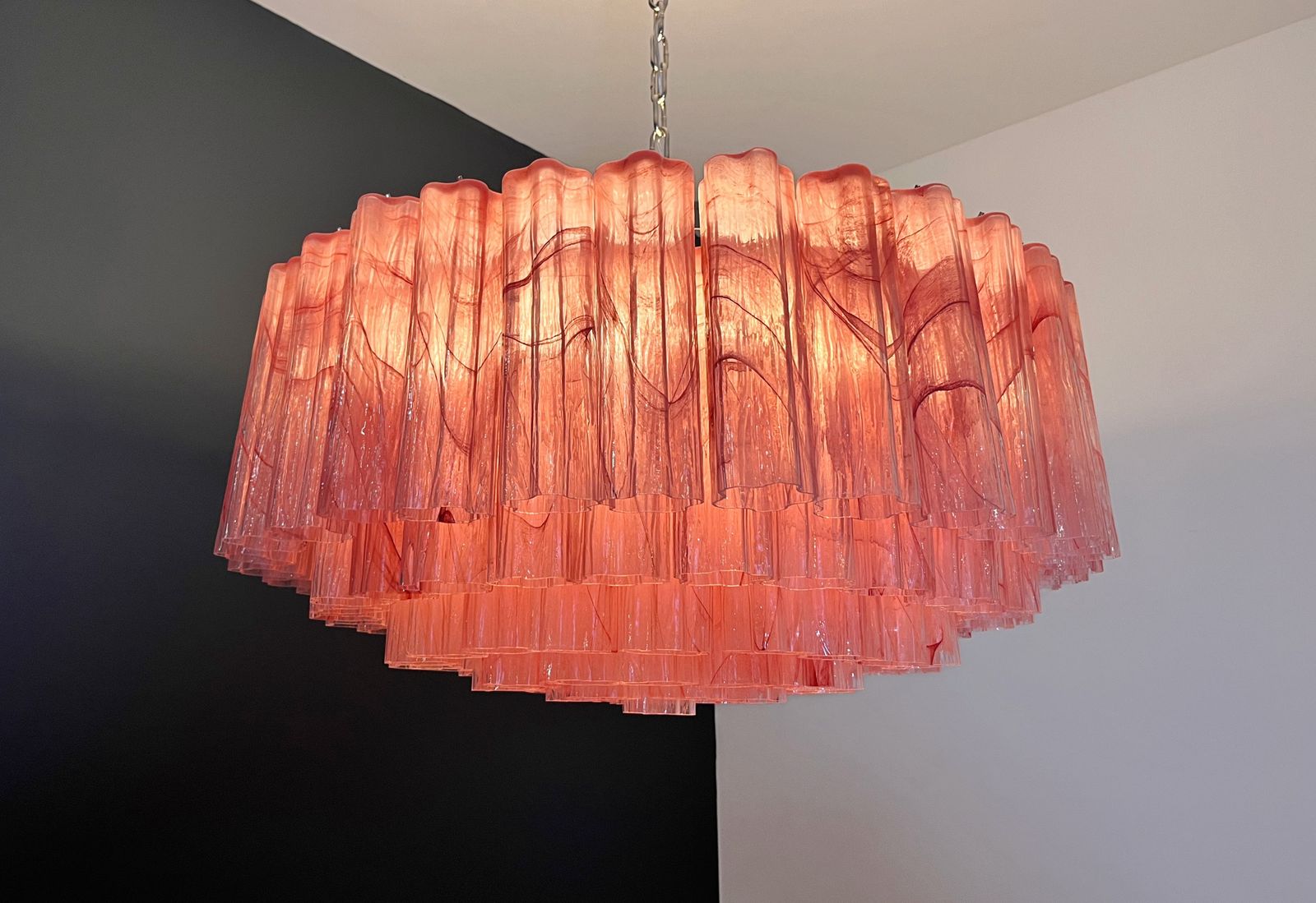 photo furniture Large Murano Glass Chandelier  101 Pink Alabaster Glass Tube