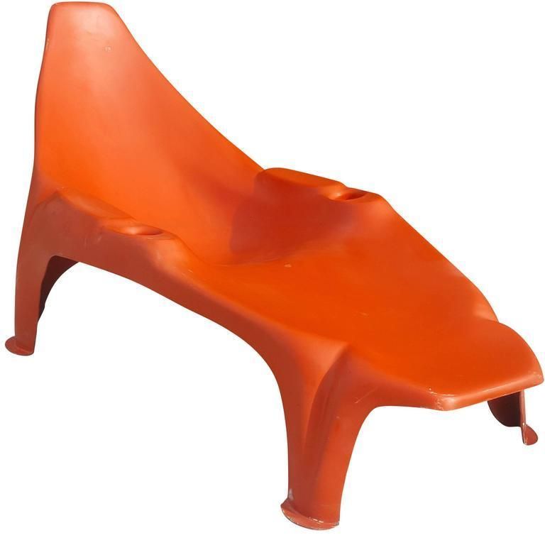 Red Lounge Pool Chair, Mid Century Modern