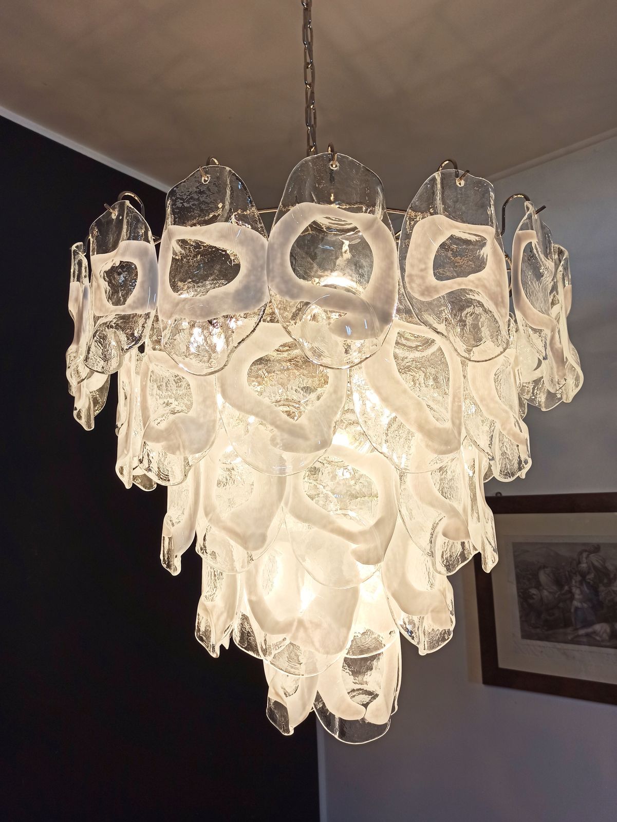 Huge Vintage Italian Murano Chandelier Lamp By Vistosi   57 Glasses photo buy