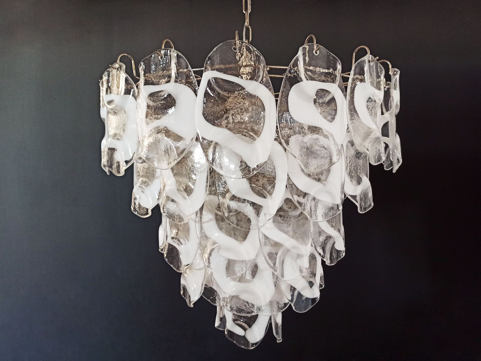 1380.0 Huge Vintage Italian Murano Chandelier Lamp By Vistosi   57 Glasses photo